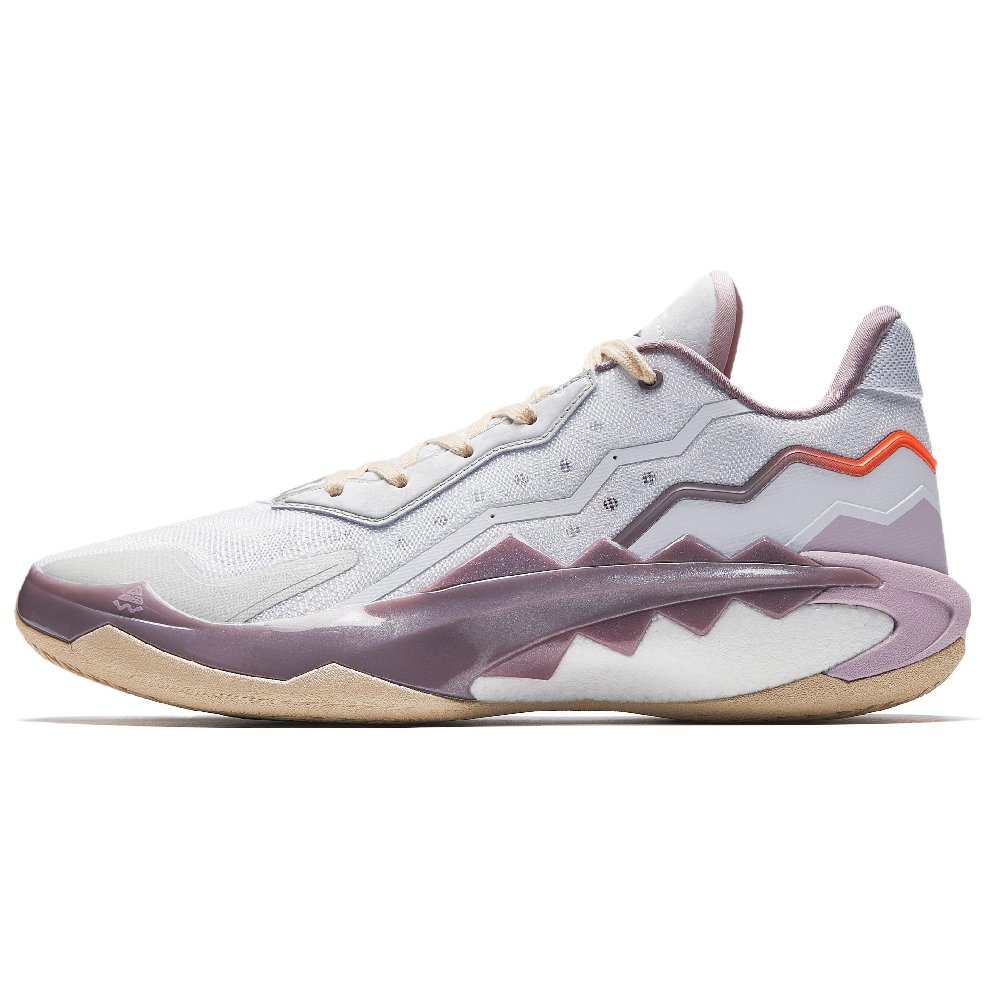 Anta Cushioning, Wear Resistant Low Top Basketball Shoes Men's White Gray Purple