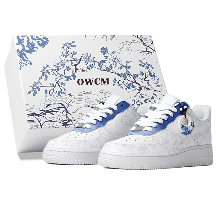 Nike Air Force 1 '07 Low Top Skateboard Shoes Men's White Blue