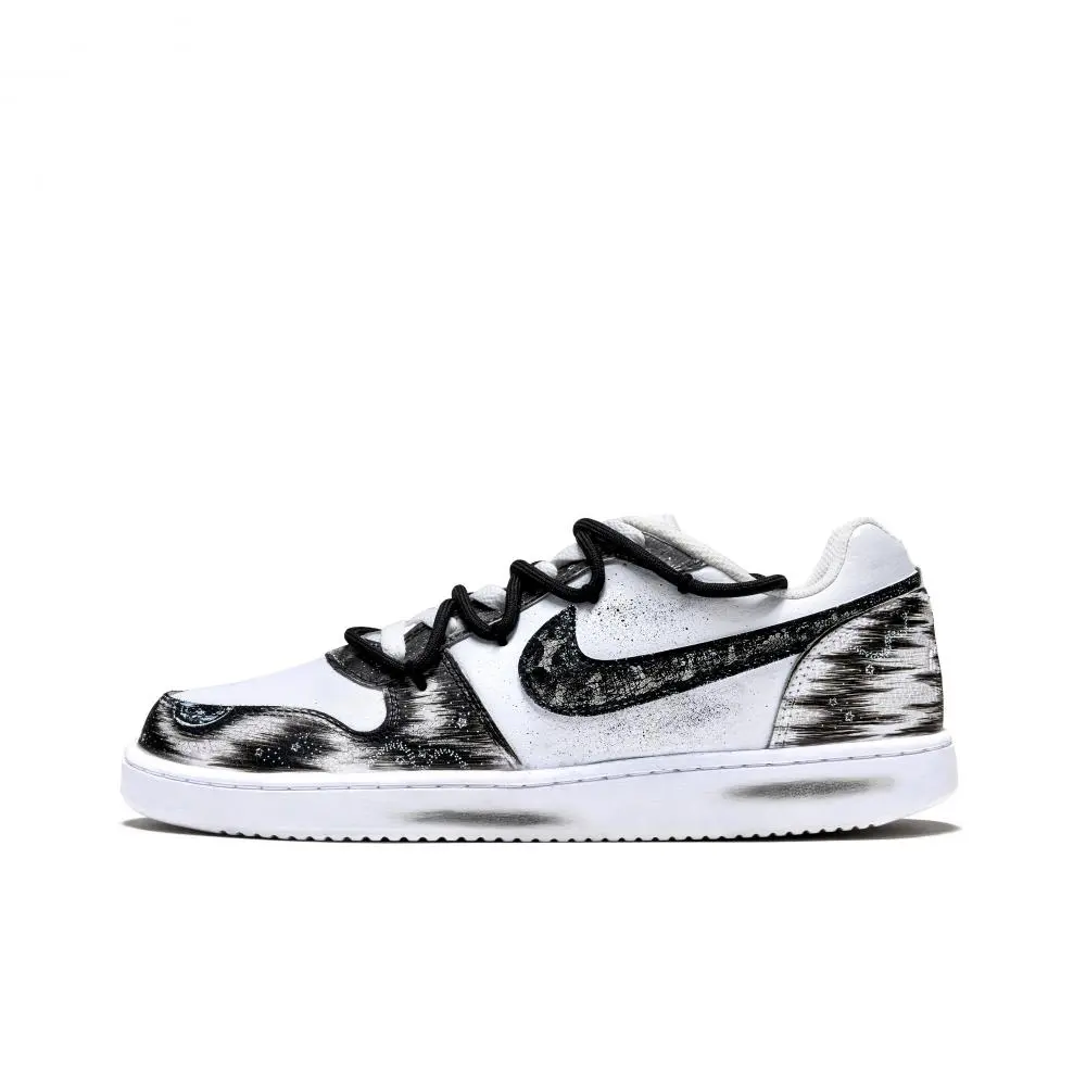 Nike EBERNON Abrasion Resistant Breathable Slip Resistant Low top Skateboard Shoes Unisex Black White