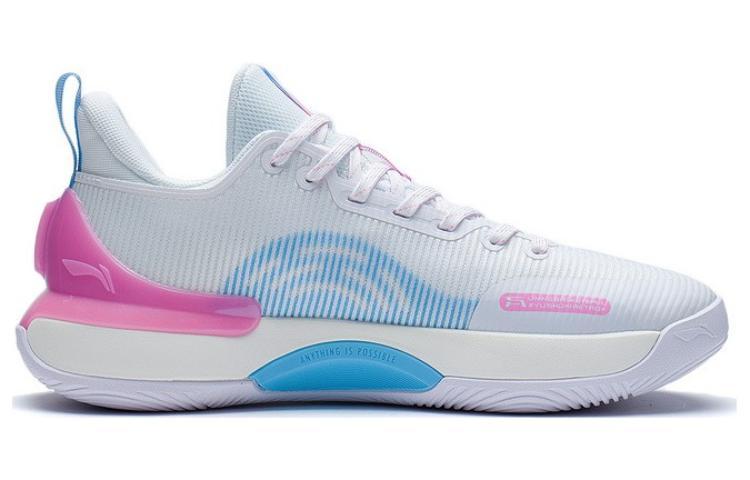 LiNing YuShuai Retro South Beach Anti-Slip Wear-Resistant Low-Top Basketball Shoes White Blue Pink