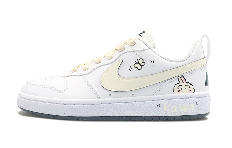 Nike Court Borough Low-Top Skateboard Shoes Women's Yellow White