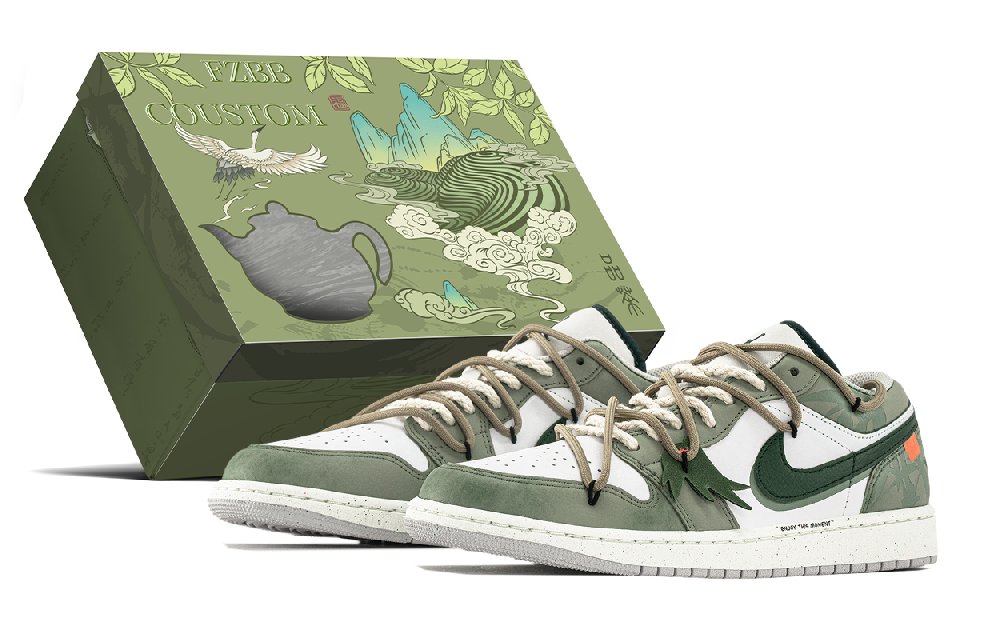 Jordan Air Jordan 1 Abrasion Resistant Breathable Low top Vintage Basketball Shoes Men's Green