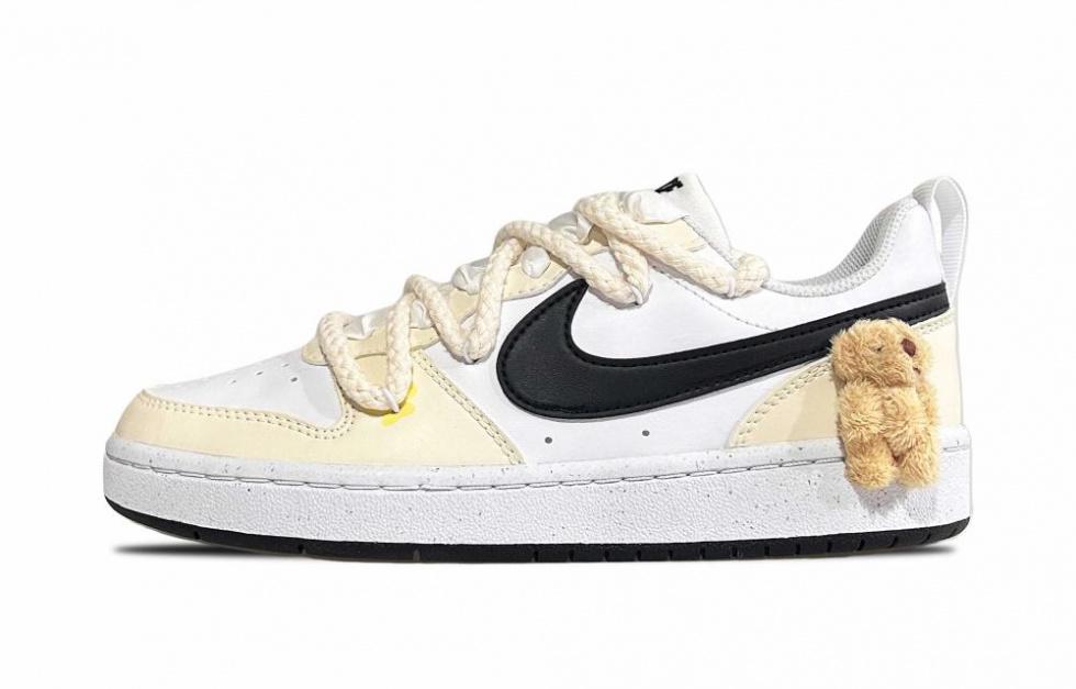 Nike Court Borough Series Slip Resistant Low Top Skateboard Shoes GS Champagne