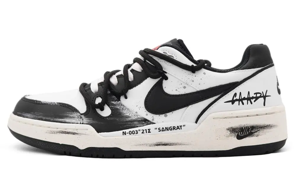 Nike Full Force SZH, The Reversal Abrasion Resistant Height Increasing Low top Skateboard Shoes Men's Black White Gray