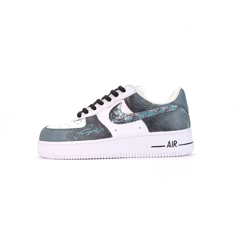 Nike Air Force 1 Anti Slip Wear Resistant Low Top Skateboard Shoes Unisex Black Blue