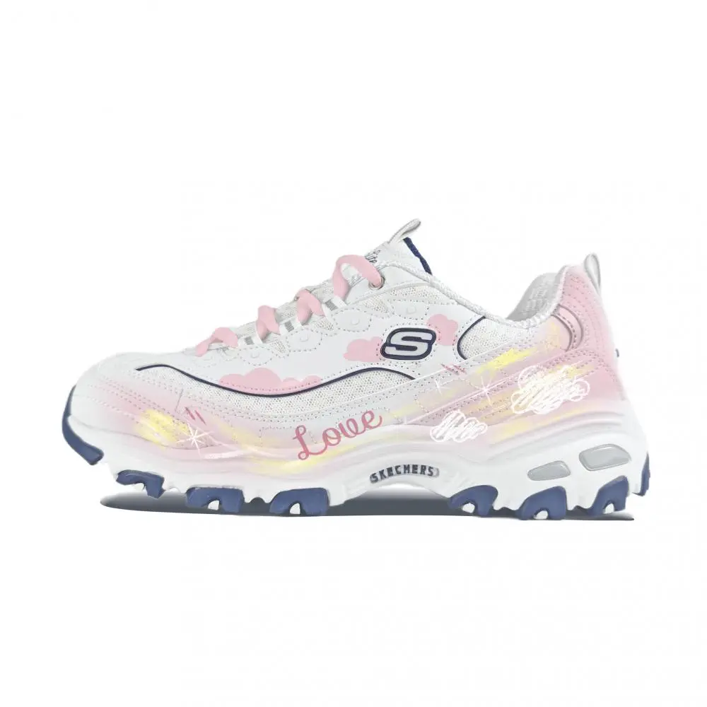 Skechers D'LITES 1.0 Abrasion Resistant Low Top Chunky Sneakers Women's White