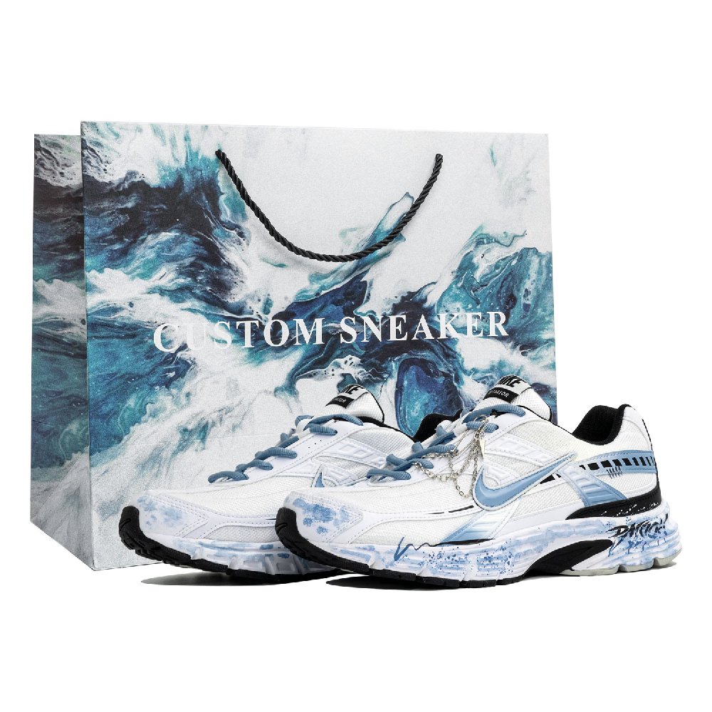 Nike Initiator Abrasion Resistant Low Top Running Shoes Men's White Blue
