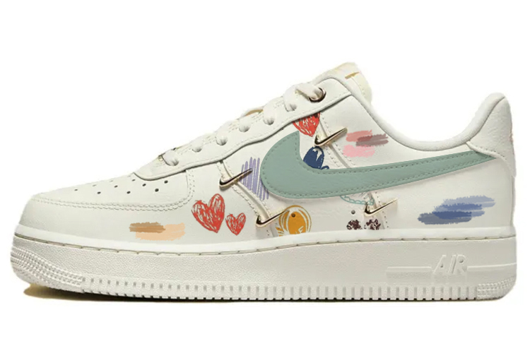 Nike Air Force 1 Anti-Slip And Wear-Resistant Breathable Low-Top Skateboard Shoes Women's White Gold
