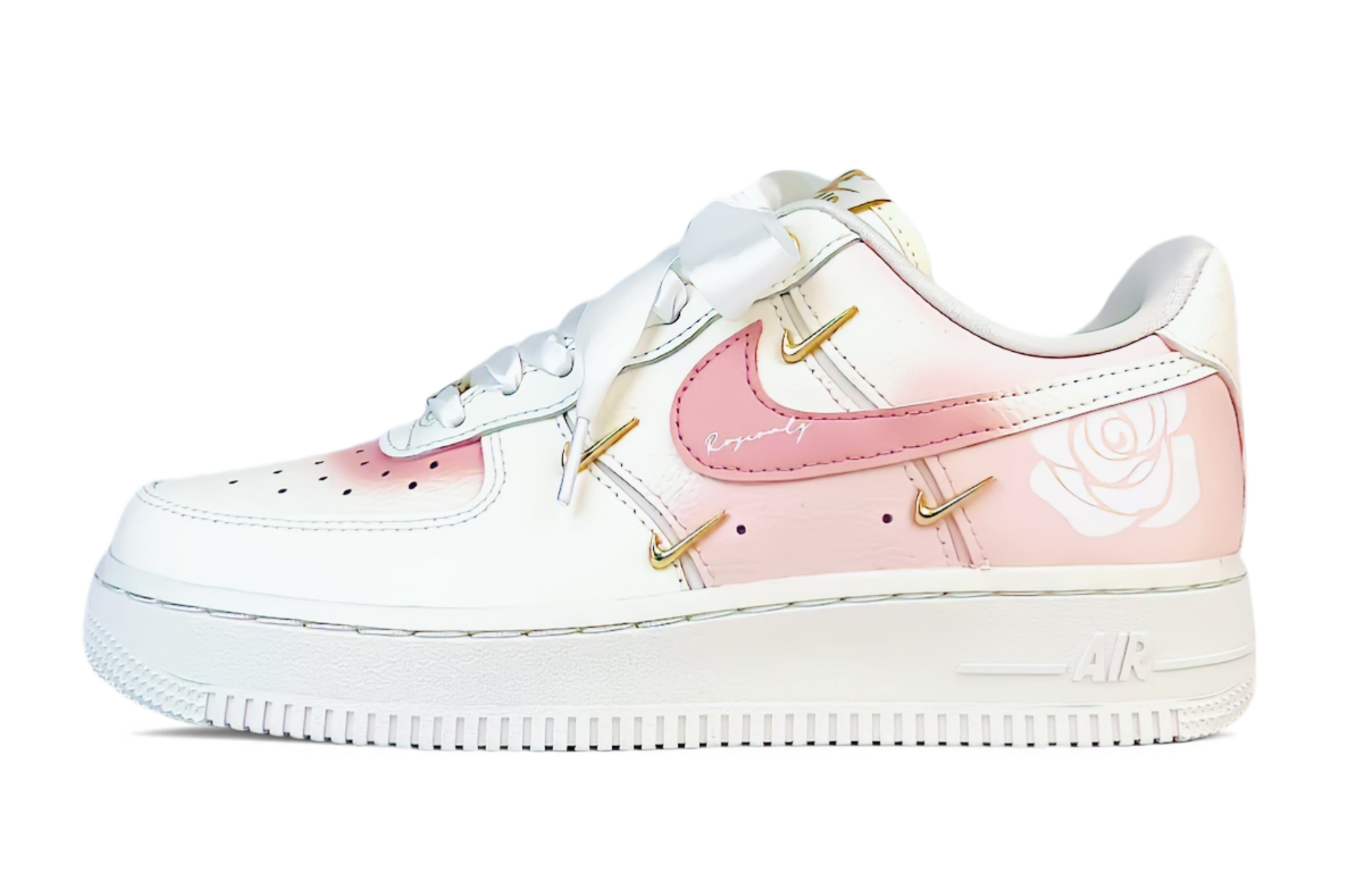 Nike Air Force 1 Anti-Slip Wear-Resistant Low-Top Skateboard Shoes Women's Pink White Gold купить в интернет-магазине Yoocart с быстрой доставкой по России.