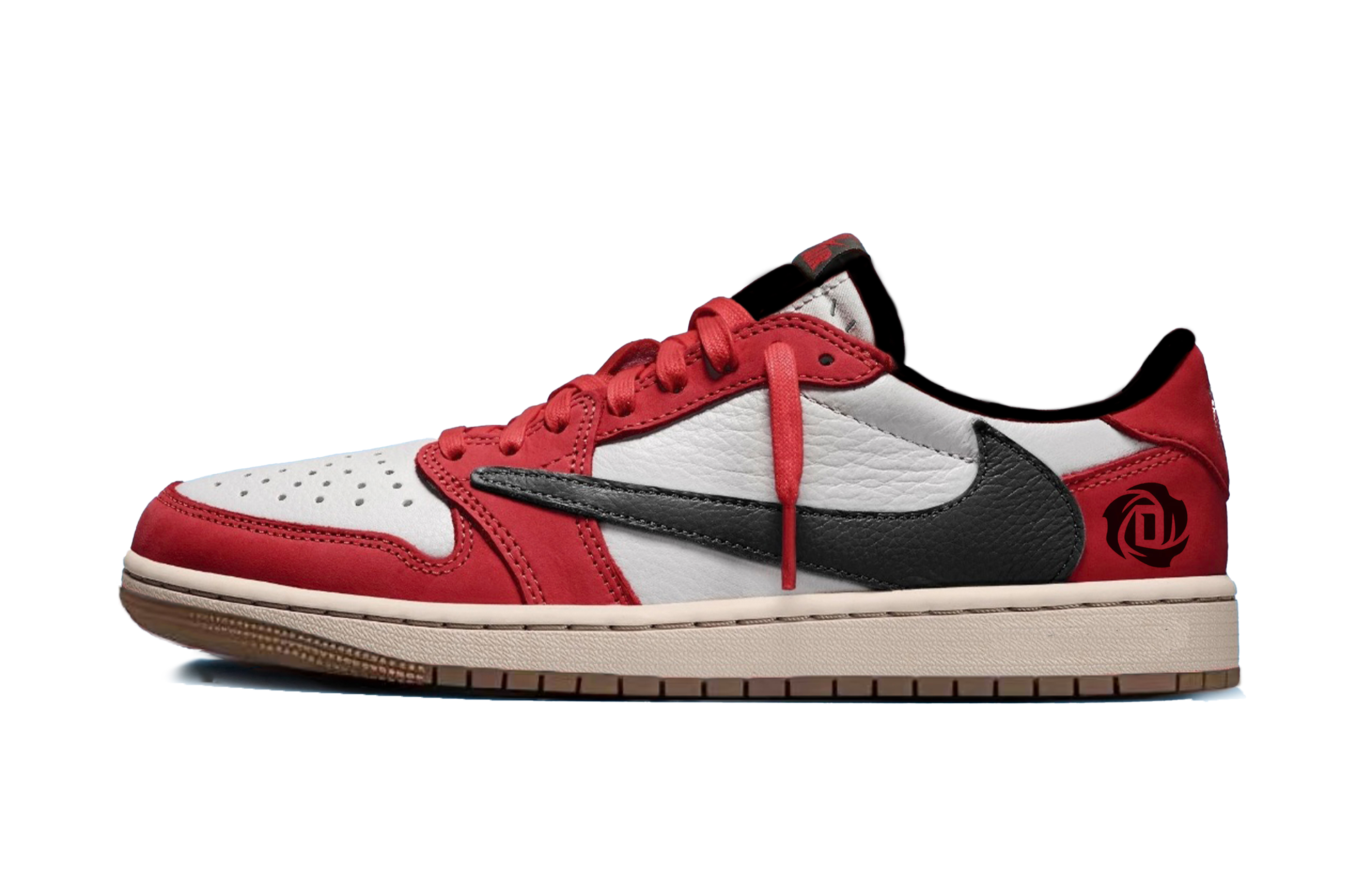 Travis Scott X Jordan Air Jordan 1 Vintage Basketball Shoes Unisex Low top Red