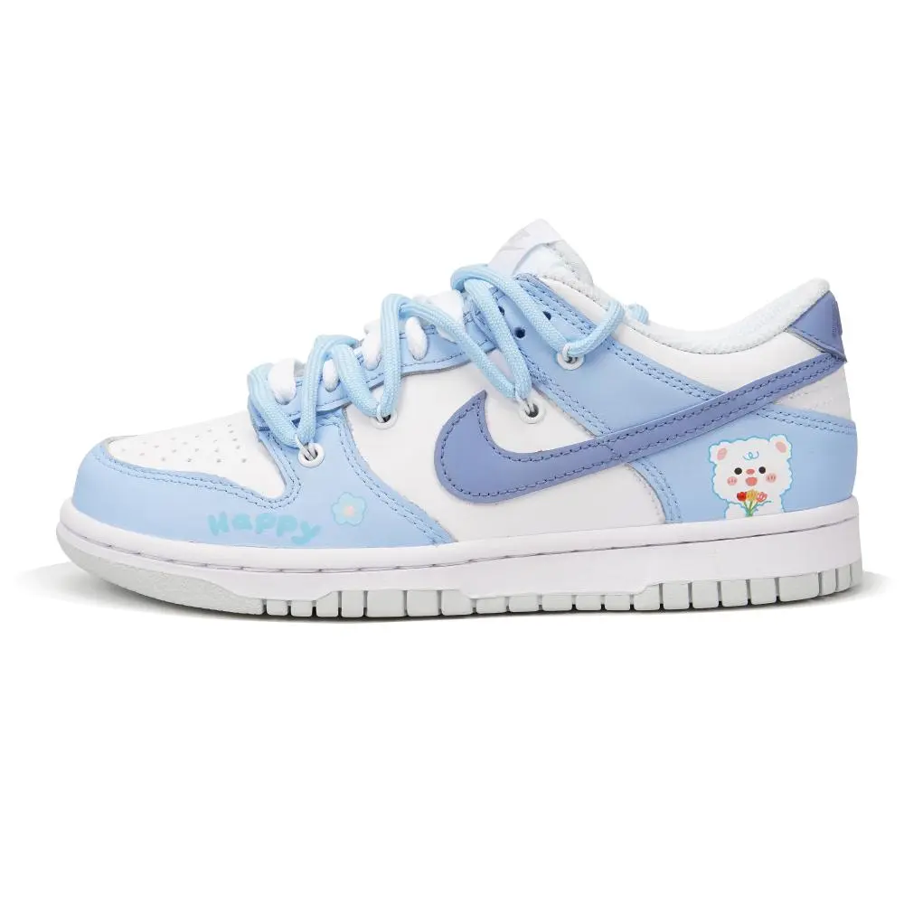 Nike Dunk Low Top Skateboard Shoes GS White Blue