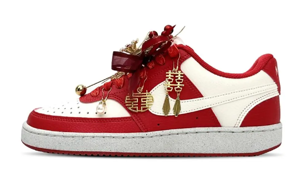 Nike Court Vision Low top Skateboard Shoes Women's Red White