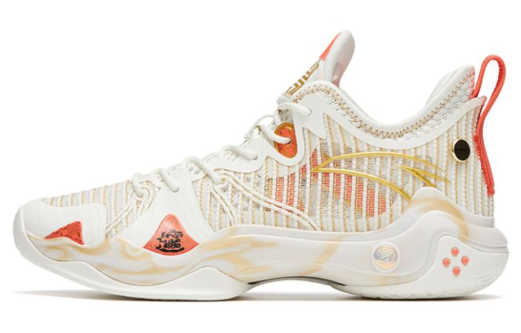 Anta Frenzy 4 Pro Cushioning Anti-Slip And Wear-Resistant Low-Top Basketball Shoes White Yellow