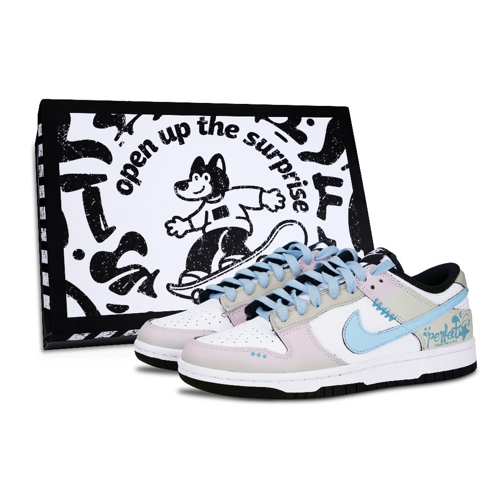 Nike Dunk Low Top Skateboard Shoes Unisex Pink Blue