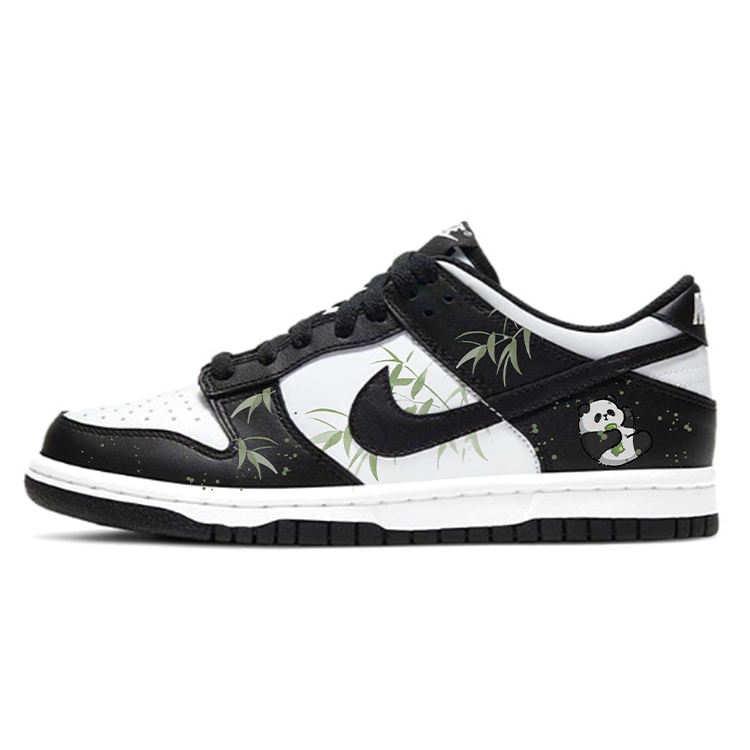 Nike Dunk Anti Slip Wear Resistant Low Top Skateboard Shoes GS Black White Green