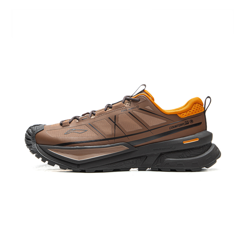 LiNing CF Tracing, Xingchuan SE Cushioning Support Balance Low Top Hiking Shoes Unisex Brown Ice Orange