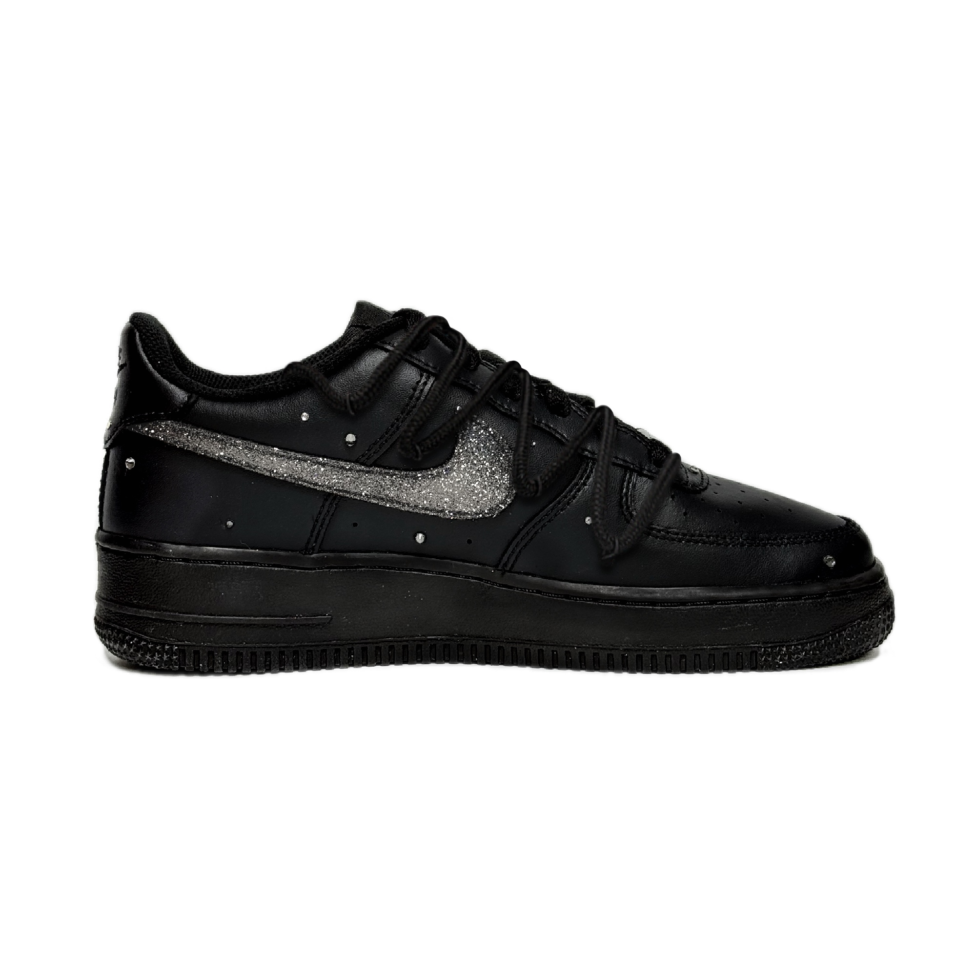 Nike Air Force 1 Sparkling Galaxy Abrasion Resistant Low top Skateboard Shoes Women's Black Silver