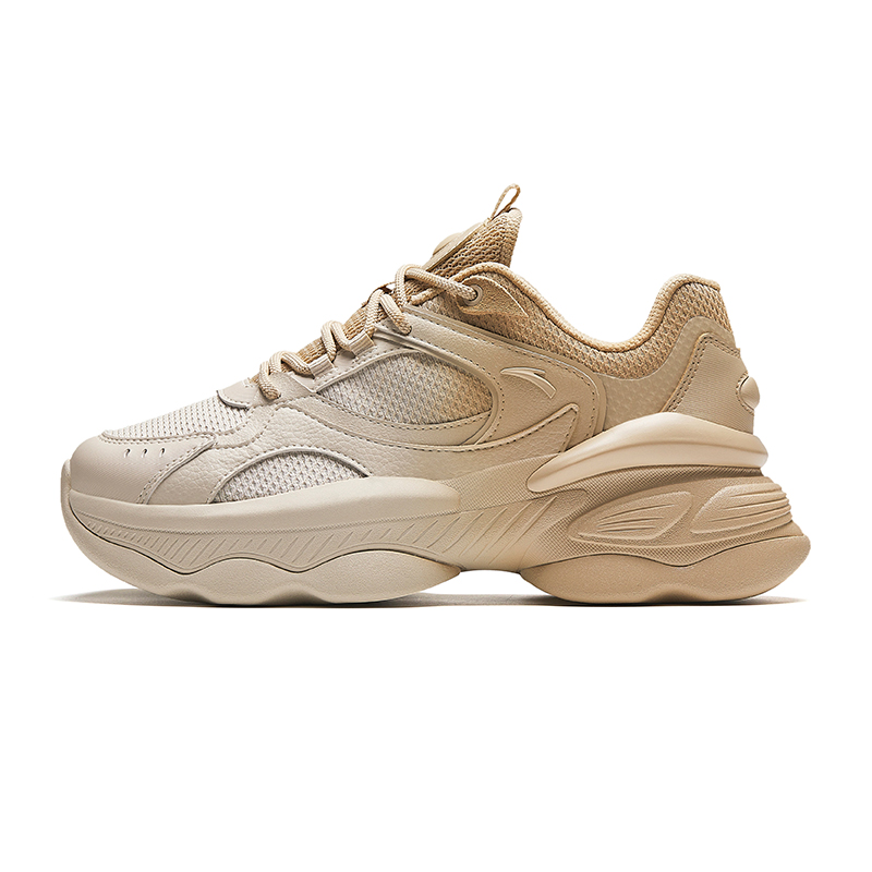 Anta Nut Height Increasing Low Top Casual Shoes Women's White Wood Color