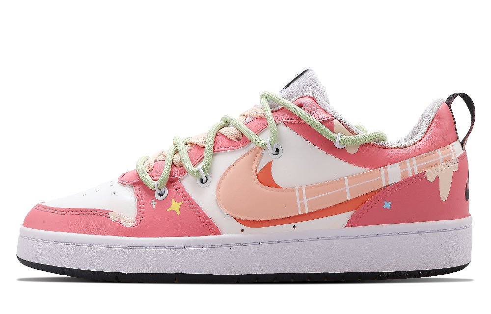 Nike Court Borough Wish Maroon Flowing Low-Top Skateboard Shoes Women's Pink White