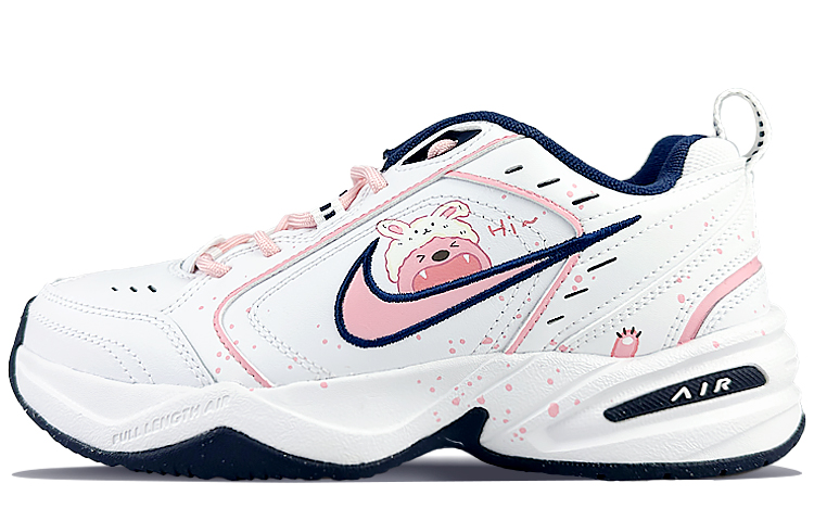 Nike Air Monarch 4 Anti-Slip And Wear-Resistant Height Increasing Coverage Low-Top Chunky Sneakers Unisex White Pink