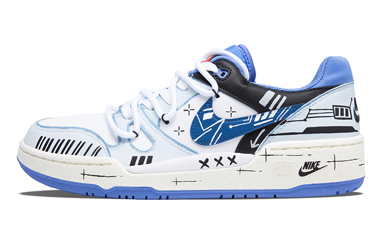 Nike Full Force Mechanical Heart Anti-Slip Wear-Resistant Low-Top Skateboard Shoes Men's White Blue Black