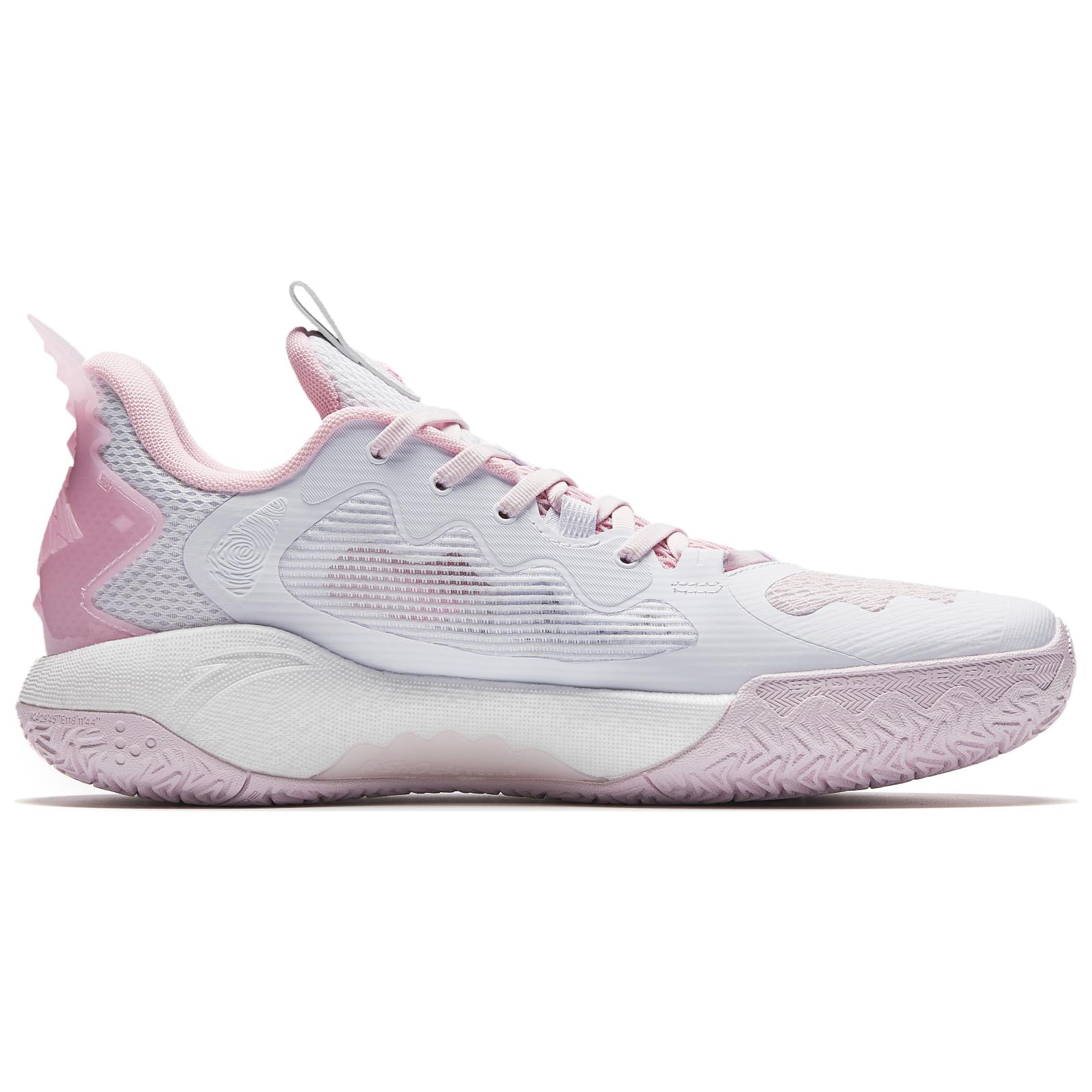 Anta Frenzy 5team V2 Cushioning Wear-Resistant Low-Top Basketball Shoes Men's White Pink