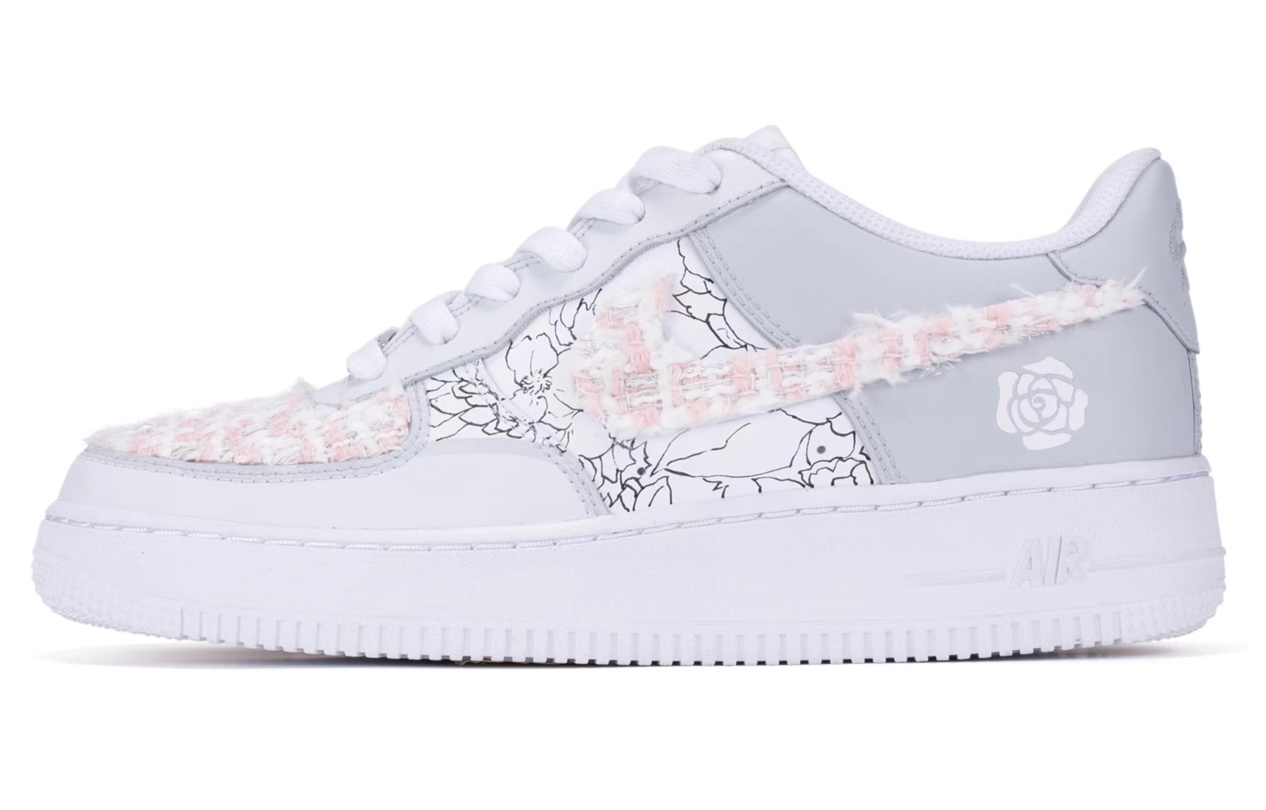 Nike Air Force 1 07 Air Force 1 Slip Resistant Abrasion Resistant Low top Skateboard Shoes GS Gray White