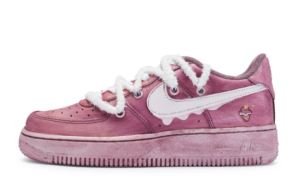 Nike Air Force 1 811 Manufacturing, Ice Cream Melting Low Top Skateboard Shoes GS White Pink