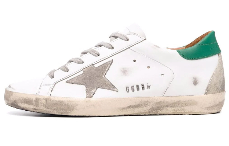 Golden Goose Super-Star White Green Grey Suede Patch