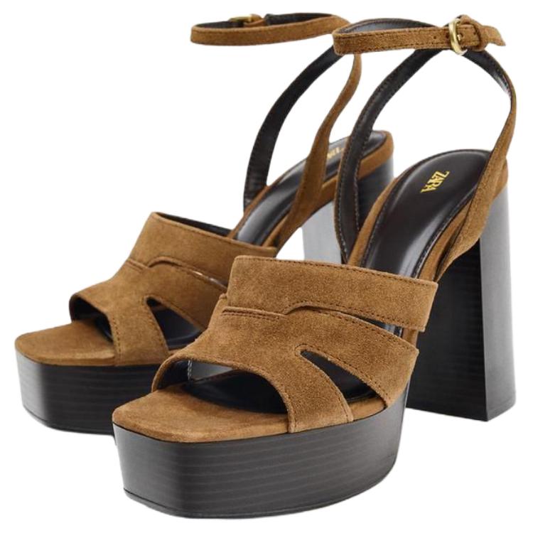ZARA One Strap Sandals 10cm Women's Brown купить в интернет-магазине Yoocart с быстрой доставкой по России.