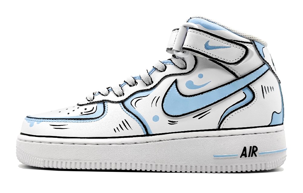 Nike Air Force 1 Mid-Top Skateboard Shoes GS Blue Gray