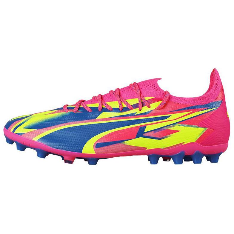 PUMA Ultra Ultimate MG Rubber Short Studs Artificial Ground Cushioning Wear-Resistant Soccer Shoes Unisex Pink Blue