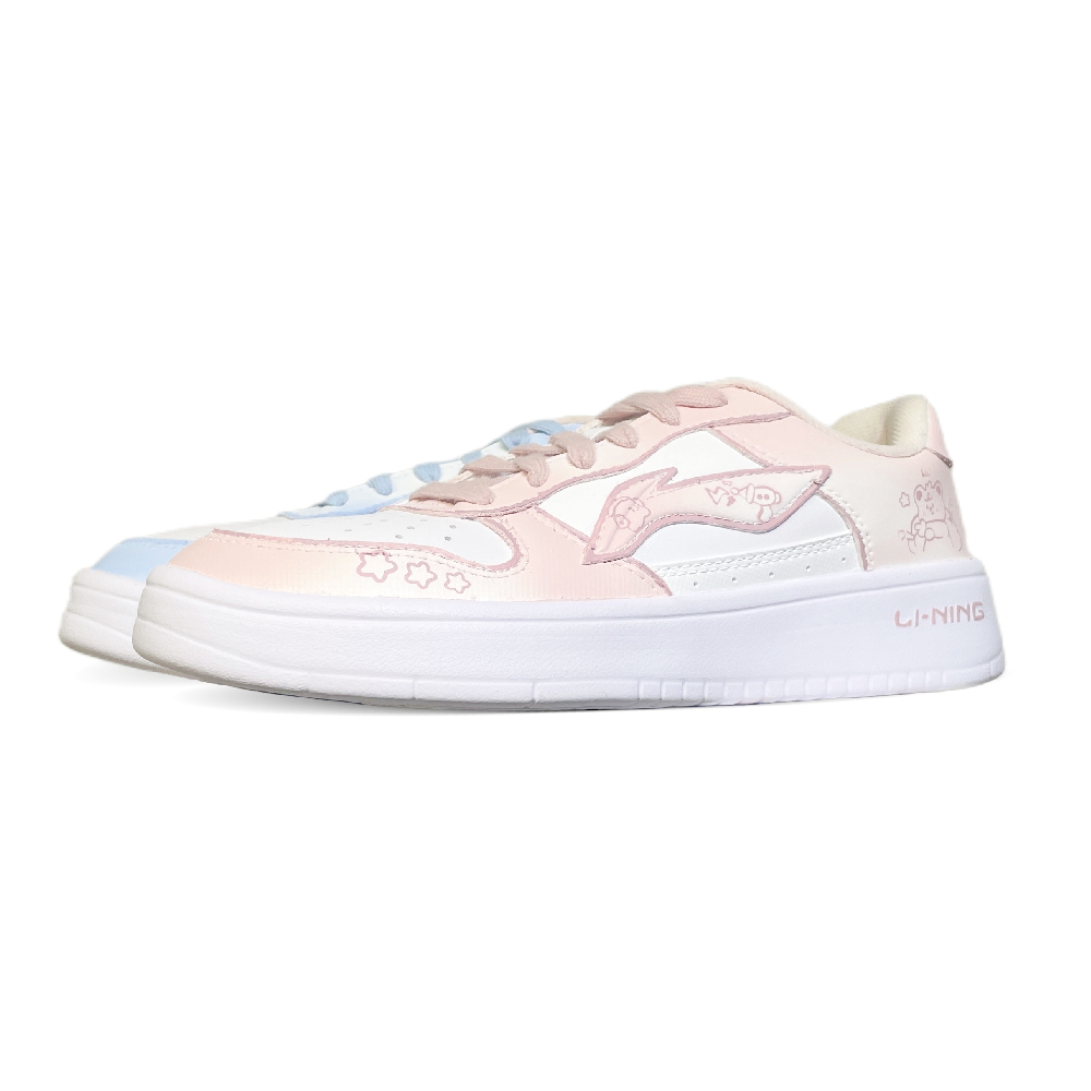 LiNing Pontoon Boats Lightweight And Breathable Low Top Skateboard Shoes Women's Pink Blue
