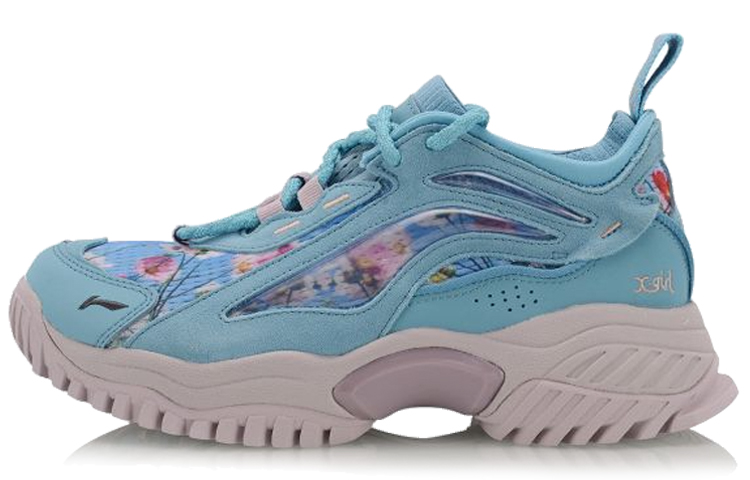 Gilr x LiNing Bad Five Cushioning Low-Top Running Shoes Women's Ivory Blue
