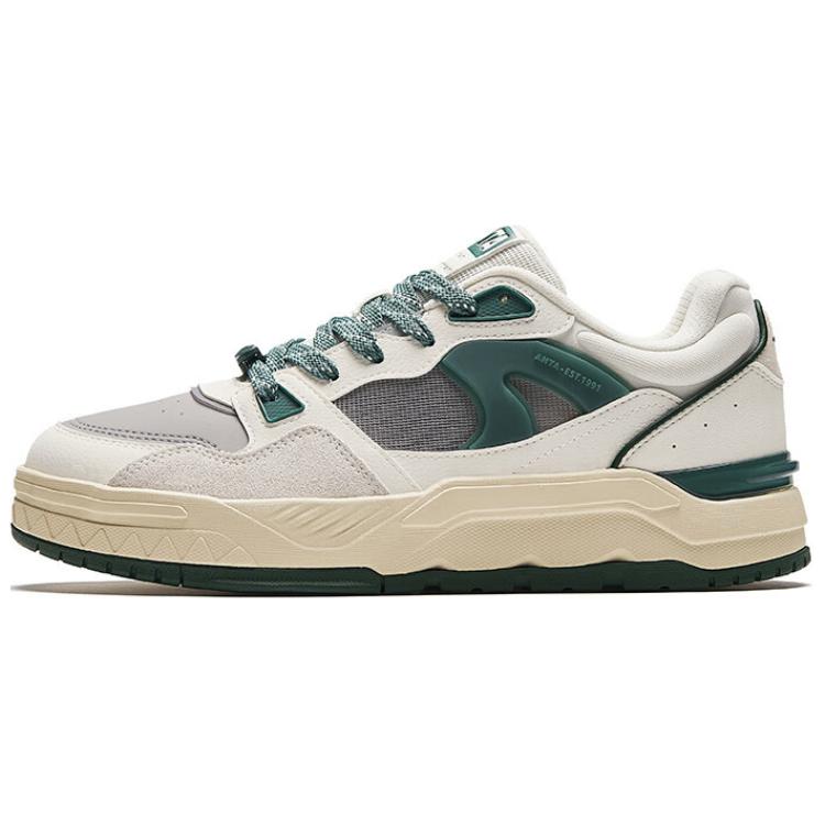 Anta Anti-Slip Wear-Resistant Low-Top Skateboard Shoes Men's White Gray Green