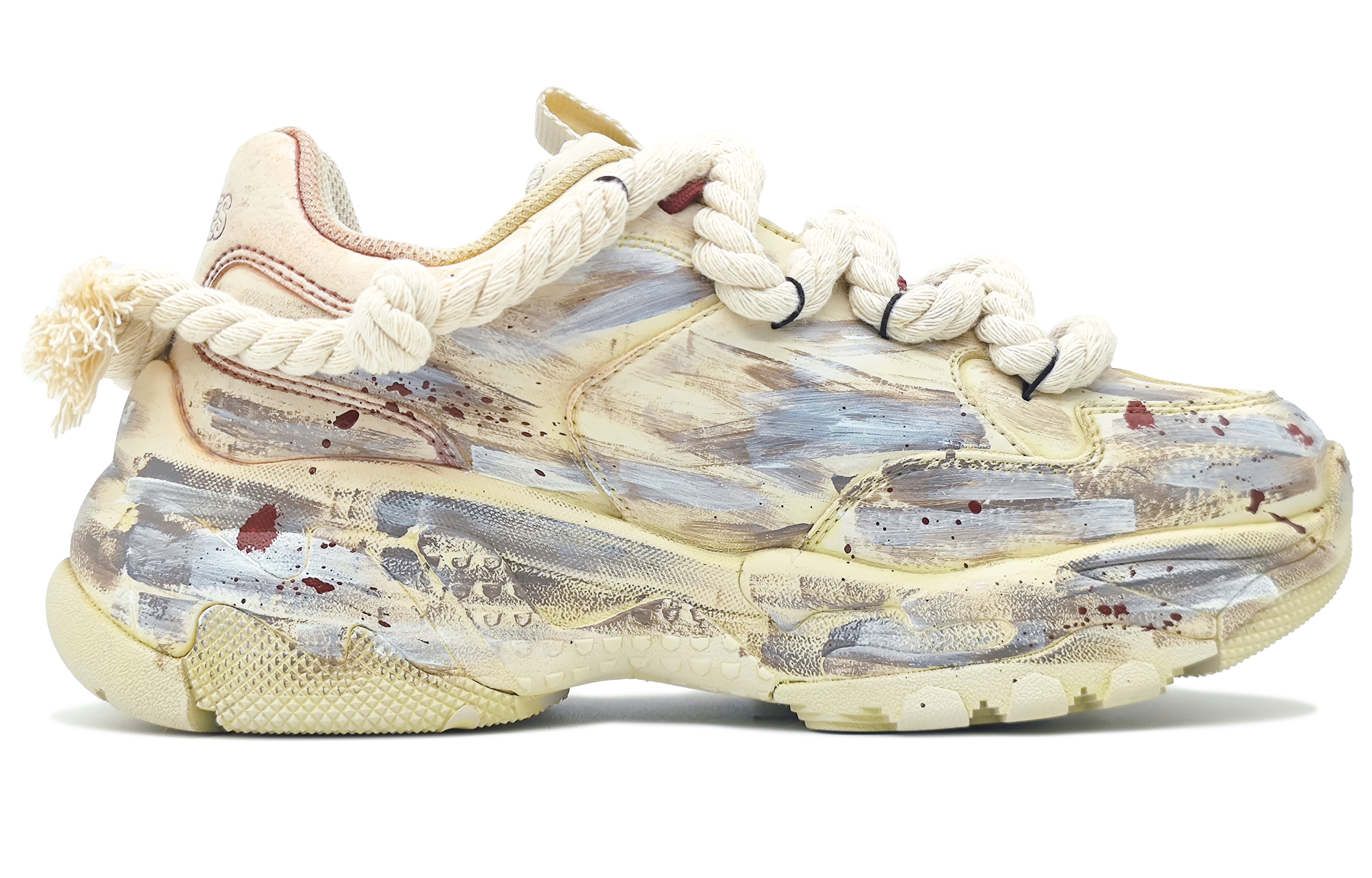 MLB Big Ball Chunky Abrasion Resistant Low Top Chunky Sneakers Unisex Beige Yellow