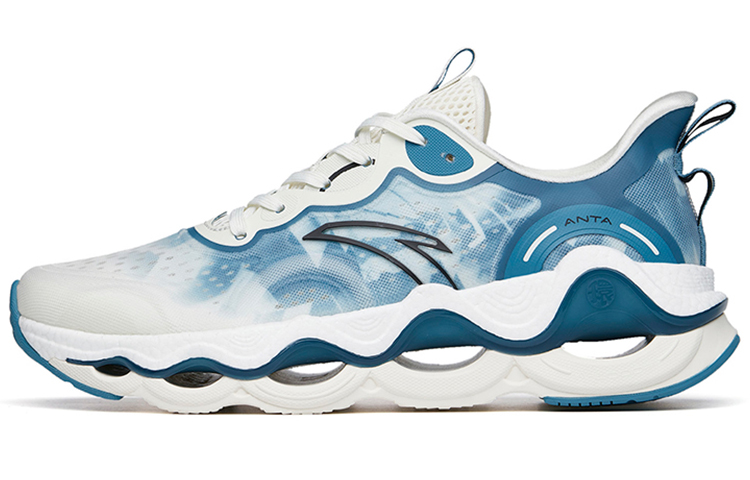 Anta Running Collection Cushioning Breathable Wear-Resistant Slip-Resistant Low-Top Running Shoes Men's Blue White