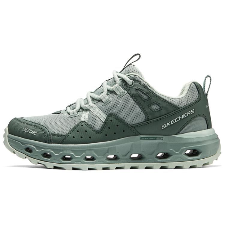 Skechers Cushioning, Wear Resistant Low Top Hiking Shoes Women's Green Gray