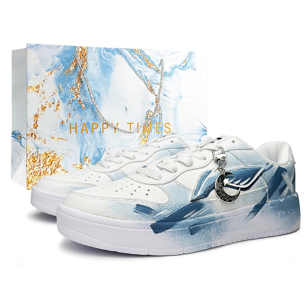 LiNing Pontoon Boats Abrasion Resistant Lightweight Slip Resistant Low Top Skateboard Shoes Unisex Sky Blue