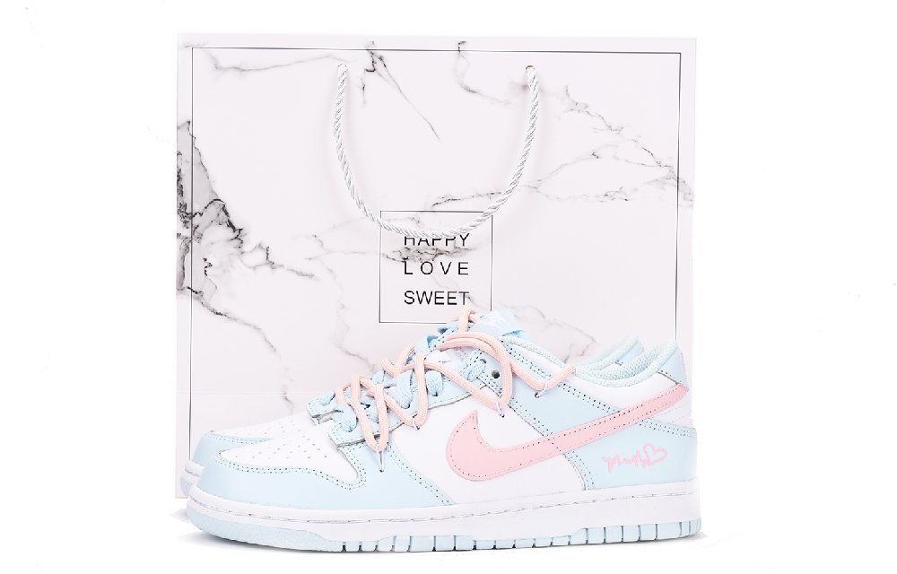 Nike Dunk Chestnut Slip-Resistant Coverage Low-Top Skateboard Shoes Women's Blue Pink