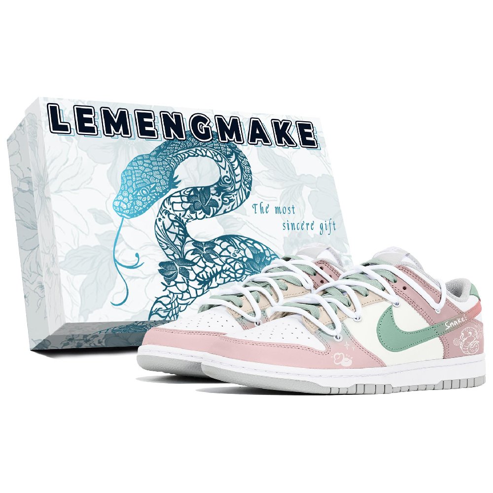 Nike Dunk Joy Lemon Abrasion-Resistant Low-Top Skateboard Shoes Men's White Pink