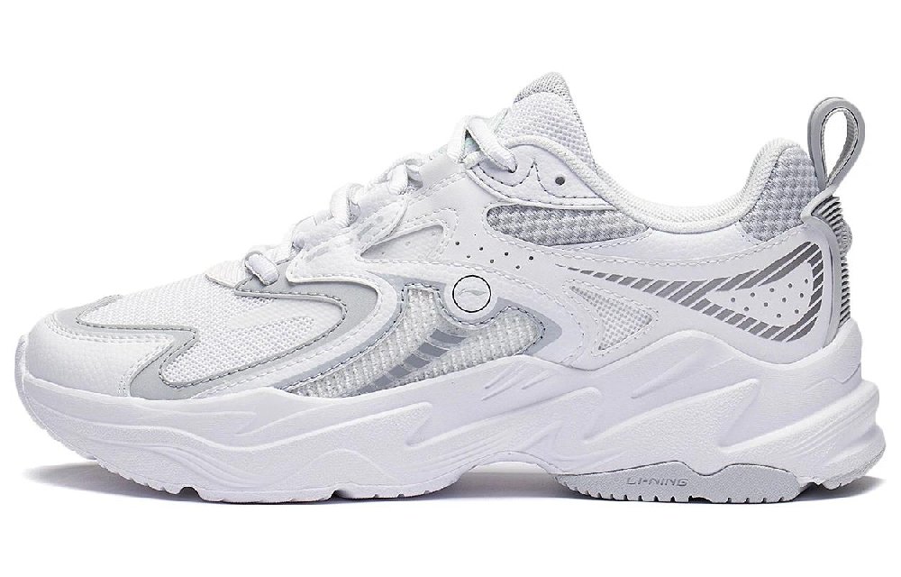 LiNing Shock Absorbers With Slip Resistant And Abrasion Resistant Properties Low Top Running Shoes Women's White Gray