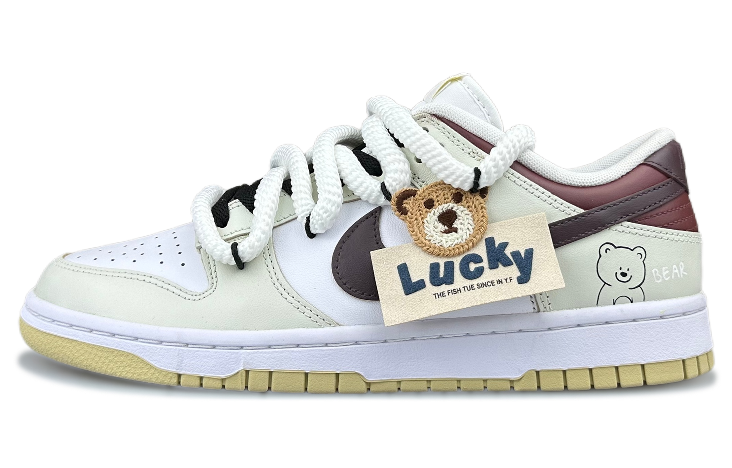 Nike Dunk Skateboard Shoes Men's Low top Beige/Red