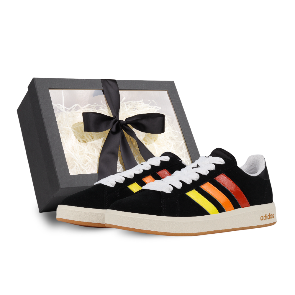 Adidas Grand Court Base 00s Yitoyan, Flame Shadow Box Low Top Skateboard Shoes Men's Black Yellow