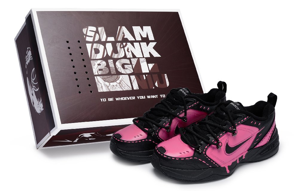 Nike Air Monarch 4 Support Wear-Resistant Cushioning Low-Top Chunky Sneakers Unisex Pink Black