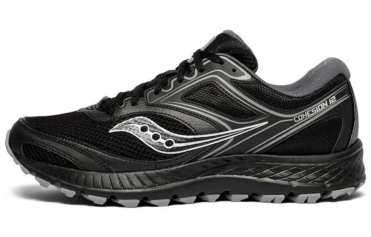Saucony Cohesion 12 TR Abrasion Resistant Low Top Running Shoes Men's Black Gray