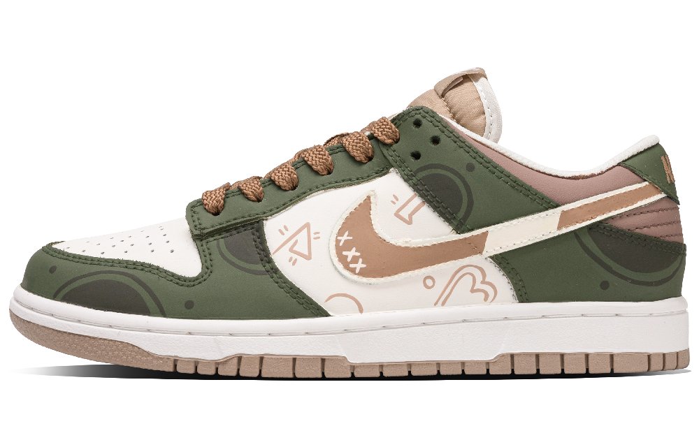 Nike Dunk Forest Mystic Realm Anti Slip Wear Resistant Low Top Skateboard Shoes Unisex Green Brown