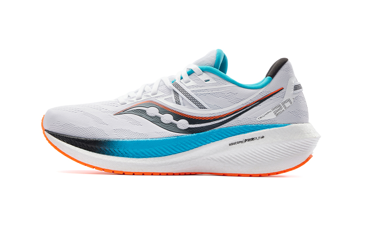 Saucony Triumph 20 Cushioned Slip-Resistant Lightweight Low-Top Training Running Shoes Unisex White Blue Orange