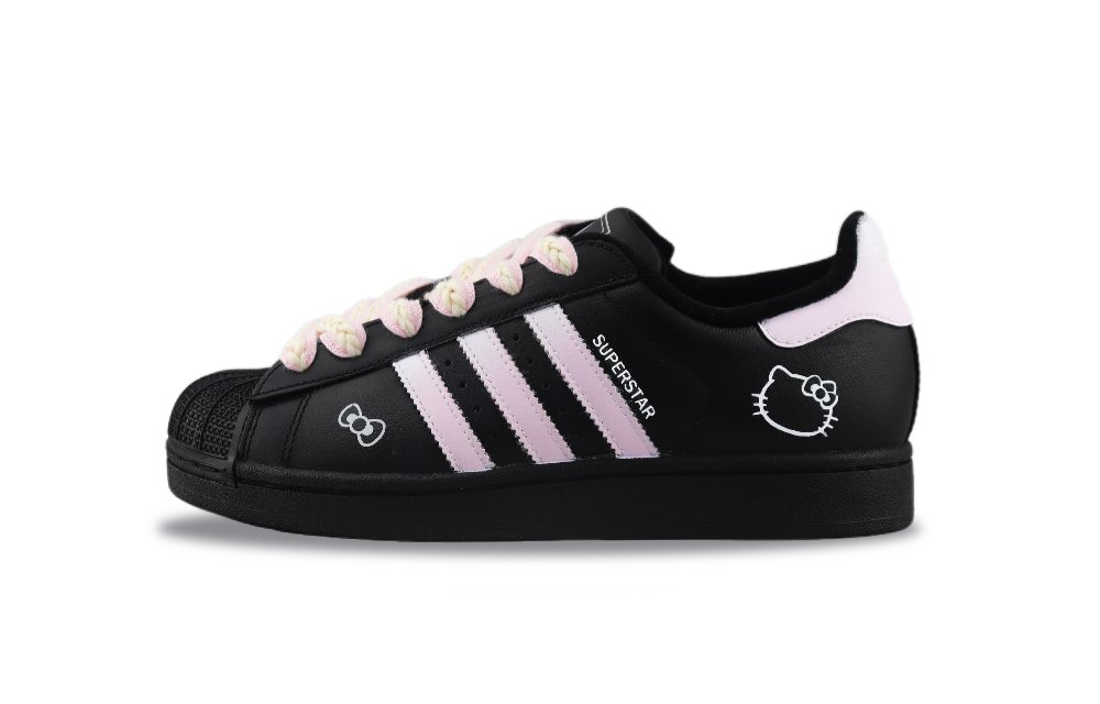 Adidas Originals Superstar 2 Abrasion Resistant Low Top Skateboard Shoes Unisex Black Pink