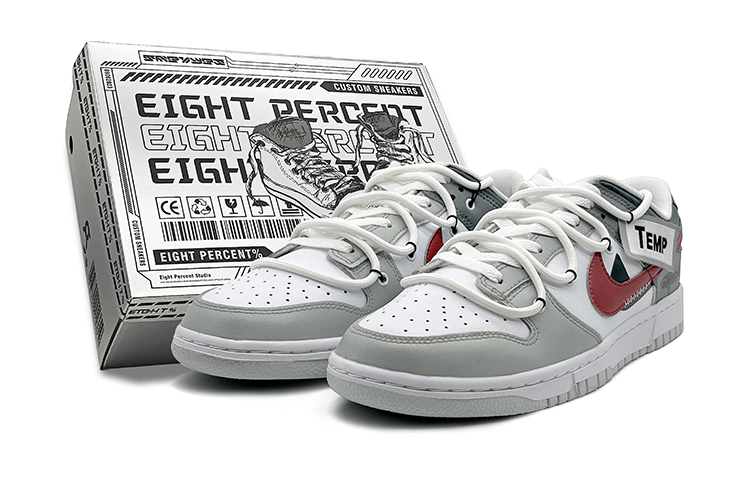 Nike Dunk 'Neutral Grey' Slip-Resistant Cushioning Low-Top Skateboard Shoes GS White Gray Red